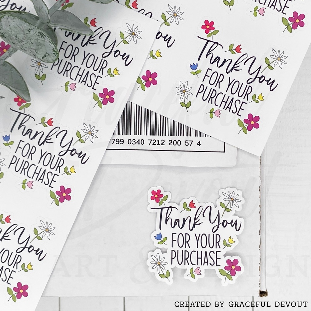 🌷Thank you for your purchase- 2" (inches) 96ct.) Stickers - Picture 7 of 7